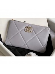 Best Chanel 19 Lambskin Small Pouch Bag AP1059 Gray 2020 AQ02108