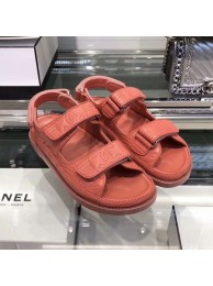 Best Chanel CC Strap Flat Sandals G3445 Orange 2020 Collection AQ03091