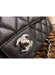 Best Chanel Classic Flap Medium Bag 1112 black in caviar Leather with silver Hardware AQ00900