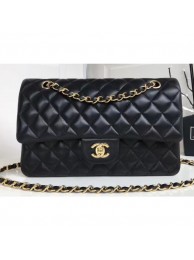 Best Chanel Classic Flap Medium Bag A1112 Black in Sheepskin Leather with Gold Hardware AQ03222