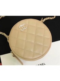 Best Chanel Iridescent Pearl Caviar Classic Round Clutch with Chain Bag AP0366 Beige 2019 AQ02902