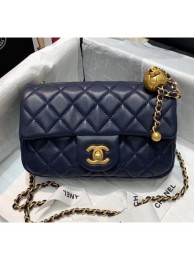 Best Chanel Lambskin & Gold-Tone Metal Flap Bag AS1787 Navy Blue 2020 Collection AQ02434