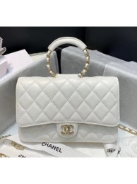 Best Chanel Lambskin Wallet on Chain With Round Handle AP1177 White 2020 Collection AQ01129