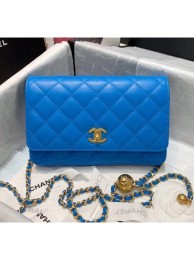 Best Chanel Metal Wallet on Chain WOC Bag AP1450 Blue 2020 Collection AQ04027