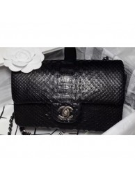 Best Chanel Python Classic Flap Small Bag A1116 Black/Silver AQ03104