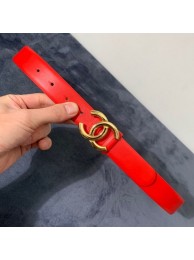 Best Chanel Reversible Calfskin Belt 30mm with CC Buckle Bright Red Collection Belt AQ02282