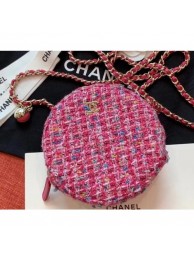 Best Chanel Tweed Classic Round Clutch with Chain Bag AP0366 Fuchsia 2019 AQ01359