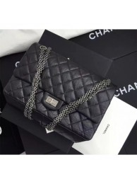 Best Copy Chanel Original Quality 2.55 Reissue Size 227 calfskin Bag Black with silver hardware AQ03775