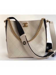 Best Quality Chanel Button Up Hobo Bag A57573/A57576 Creamy 2018 AQ00646