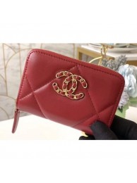 Best Quality Imitation Chanel 19 Leather Zipped Coin Purse AP0949 Red 2020 AQ01486