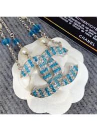 Best Quality Imitation Chanel CC Pendant Necklace Blue/Crystal White 2019 Collection AQ02830