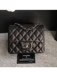 Best Replica Chanel Classic Flap Mini Bag A1115 in Lambskin Leather Black with Vintage Silver Hardware AQ03124