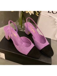 Best Replica Chanel Tweed Slingbacks G31318 Purple/Black 2020 Collection AQ00962