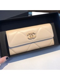 Chanel 19 Goatskin Long Flap Wallet AP0955 Nude 2019 Collection AQ00718
