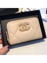 Chanel 19 Goatskin Zipped Coin Purse AP0949 Apricot 2019 Collection AQ03871