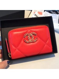 Chanel 19 Goatskin Zipped Coin Purse AP0949 Orange Red 2019 Collection AQ02985