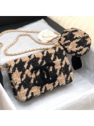 Chanel 19 Houndstooth Tweed Wallet on Chain WOC and Coin Purse Black/Beige 2019 Collection AQ02908