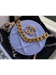 Chanel 19 Jersey Round Clutch with Chain Bag Baby Blue 2020 AQ00784