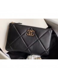 Chanel 19 Lambskin Small Pouch Bag AP1059 Black 2020 AQ03544