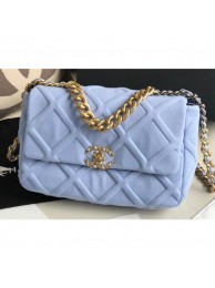 Chanel 19 Large Jersey Flap Bag AS1161 Baby Blue 2020 AQ02968