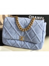 Chanel 19 Maxi Jersey Flap Bag AS1162 Baby Blue 2020 AQ03807