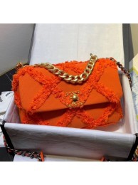 Chanel 19 Medium Maxi-Quilted Fringe Canvas Flap Bag AS1160 Orange 2020 Collection AQ02364