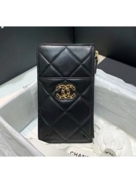 Chanel 19 Phone and Card Holder in Lambskin AP1182 Black 2020 Collection AQ01987