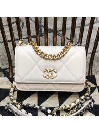 Chanel 19 Quilted Goatskin Wallet on Chain WOC AP0957 White 2019 Collection AQ01316