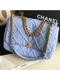 Chanel 19 Quilted Jersey Maxi Flap Bag AS1162 Blue 2019 Collection AQ00966