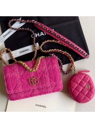 Chanel 19 Tweed Wallet on Chain WOC and Coin Purse AP0985 Pink 2019 Collection AQ03507