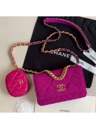 Chanel 19 Tweed Wallet on Chain WOC and Coin Purse AP0985 Purple 2019 Collection AQ04039