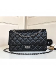 Chanel 2.55 Reissue Size 227 Bag in wrinkled calfskin black with silver hardware AQ01899