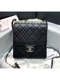 Chanel Acrylic Beads Goatskin Mini Falp Bag AS0584 Black/Silver 2020 Collection AQ02695