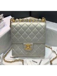 Chanel Acrylic Beads Goatskin Mini Falp Bag AS0584 Silver 2020 Collection AQ01824