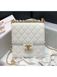 Chanel Acrylic Beads Goatskin Mini Falp Bag AS0584 White 2020 Collection AQ01512