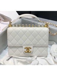 Chanel Acrylic Beads Goatskin Small Falp Bag AS0585 White 2020 Collection AQ01380