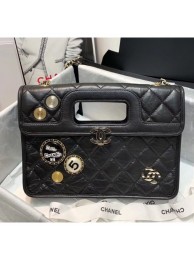 Chanel Aged Calfskin Flap Bag With Chrams AS1430 Black 2020 Collection AQ02534