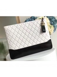 Chanel Aged Calfskin Gabrielle Pouch Clutch Large Bag A84288 White AQ02408