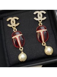 Chanel Beetle Pearl Earrings Red 2019 Collection AQ03362