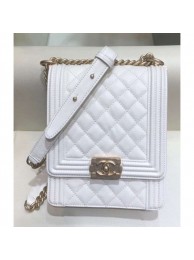 Chanel Boy North/South Flap Shoulder Bag AS0130 White 2019 AQ01457