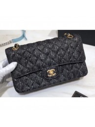 Chanel Braided Canvas Classic Flap Medium Bag Black 2018 AQ02277