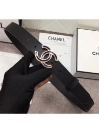 Chanel Calf Leather Belt with Blue Buckle 30mm Width Black 2018 Belt AQ01204