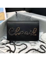 Chanel Calfskin Chain CHANEL Wallet on Chian WOC Black 2020 Collection AQ02961