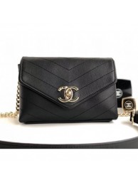 Chanel Calfskin Chevron Small Waist/Shoulder Bag A57592 Black 2019 AQ03802