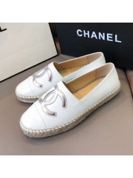 Chanel Calfskin Flat Espadrilles G29762 White/Silver 2020 Collection AQ01116