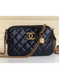 Chanel Calfskin Quilting Shoulder Camera Case Bag Black AQ00517