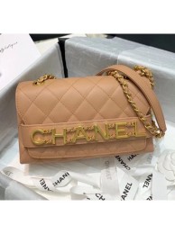 Chanel Calfskin Small Flap Bag With Logo Chain AS1490 Beige 2020 Collection AQ01752