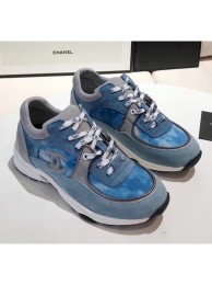 Chanel Calfskin Suede & Fabric Classic Sneaker DenimBlue 2020(For Women and Men) Collection AQ02920