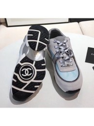 Chanel Calfskin Suede & Fabric Classic Sneaker Light Blue 2020(For Women and Men) Collection AQ02113