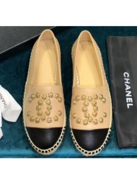 Chanel Camellia CC Logo Espadrilles Beige AQ03113